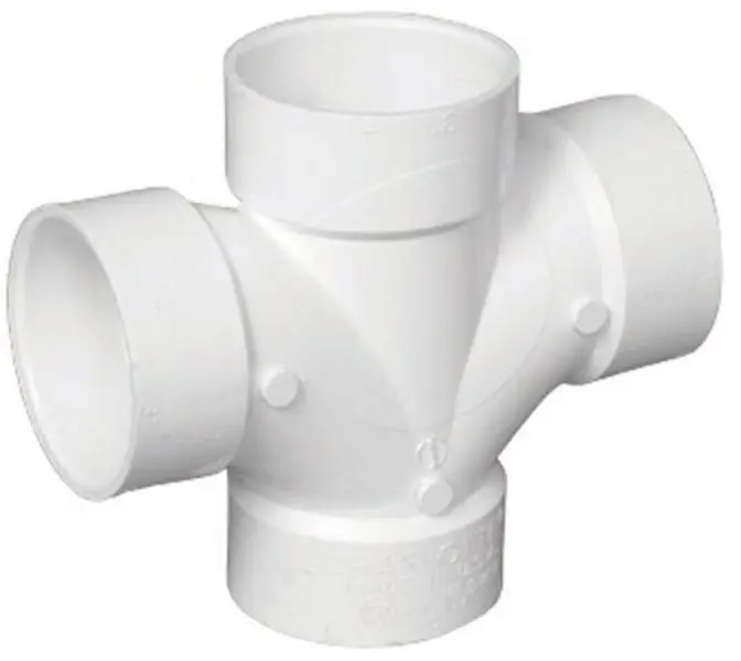 212 MAIN Double Sanitary PVC Tee, 4 in., Schedule 40, PVC Material (Charlotte Pipe & Foundry PVC004281200HA)