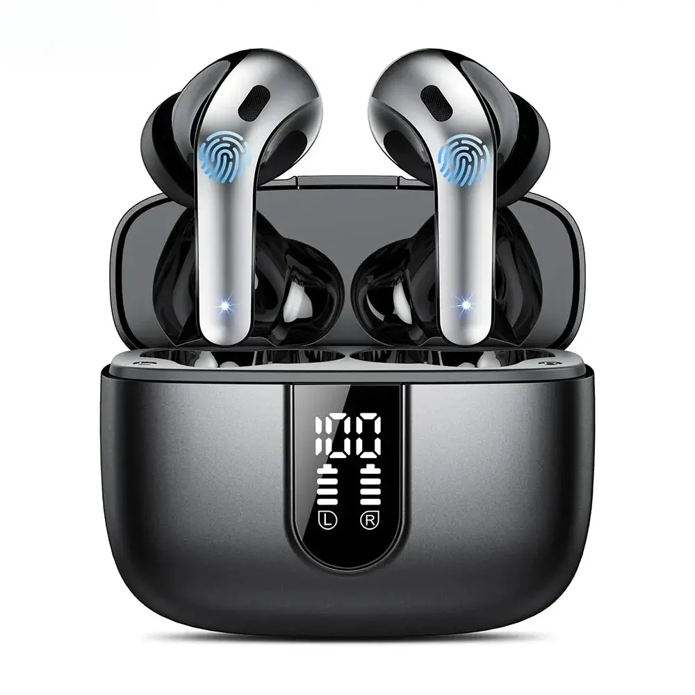 Wireless Earphones with Bluetooth 5.3, Quad-Mic Call Noise Reduction ENC, 50H Playtimes Wireless Earbuds Bluetooth Headphones