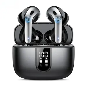 Wireless Earphones with Bluetooth 5.3, Quad-Mic Call Noise Reduction ENC, 50H Playtimes Wireless Earbuds Bluetooth Headphones