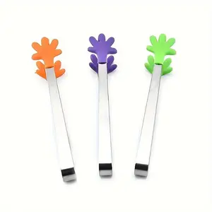 Stainless Steel Food Tongs, 1 Count Cute Mini Food Tongs, Multifunctional Salad Buffets Barbecue Utensils for Home Kitchen Party Picnic