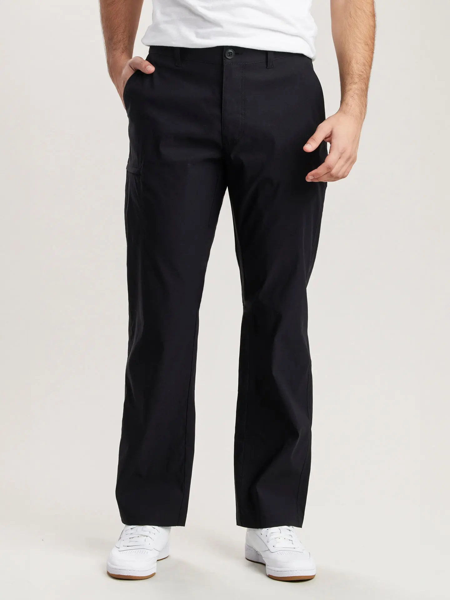 Men's Casual Fitted Pants, Slim Cut Tech Chinos in Nylon Spandex for Year Round Travel, Water-Repellent with UPF 50 & Zip Pockets, Casual Outdoor Trouser, Menswear