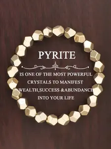 Elegant Handmade Pyrite Bracelet, Multifaceted Bohemian Beads, Symbol of Wealth and Prosperity, Spiritual Jewelry, Perfect Gift for Men and Women