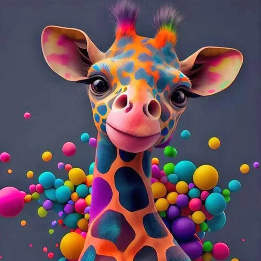 Giraffe Pattern DIY Rhinestones Art Colorful Painting without Frame, 5D Rhinestones Art Colorful Painting Kits for Gift, DIY Decor Painting