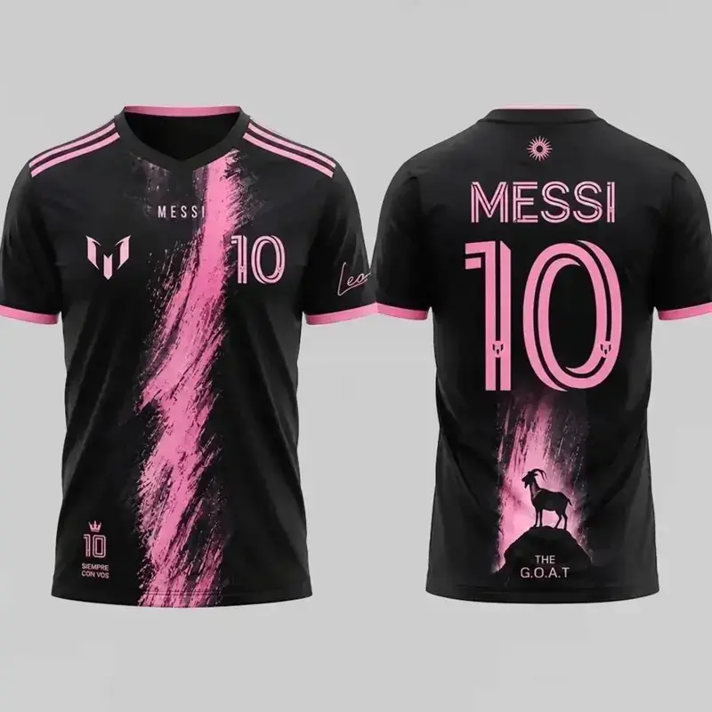 Pink Splash GOAT 10 Casual Graphic Tee Black Streetwear Soccer Style Short Sleeve Top Premium Breathable Crewneck Fashion Shirt US Trend Birthday Gift for Him Her