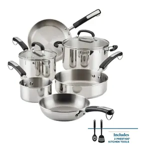 Farberware Brilliance 10 Piece Stainless Steel Cookware Set, Plastic