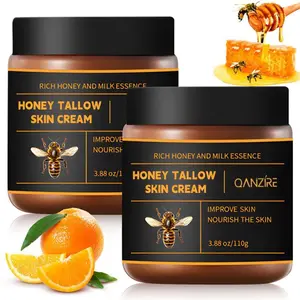 2Pcs Tallow Honey Balm, Tallow and HoneyBalm for Face, Organic Beef Tallows Face Moisturizer, Natural Formula - Organic Grass-Fed Beef Tallow & Raw WildHoney for All Skin beef tallow honey balm Body Care