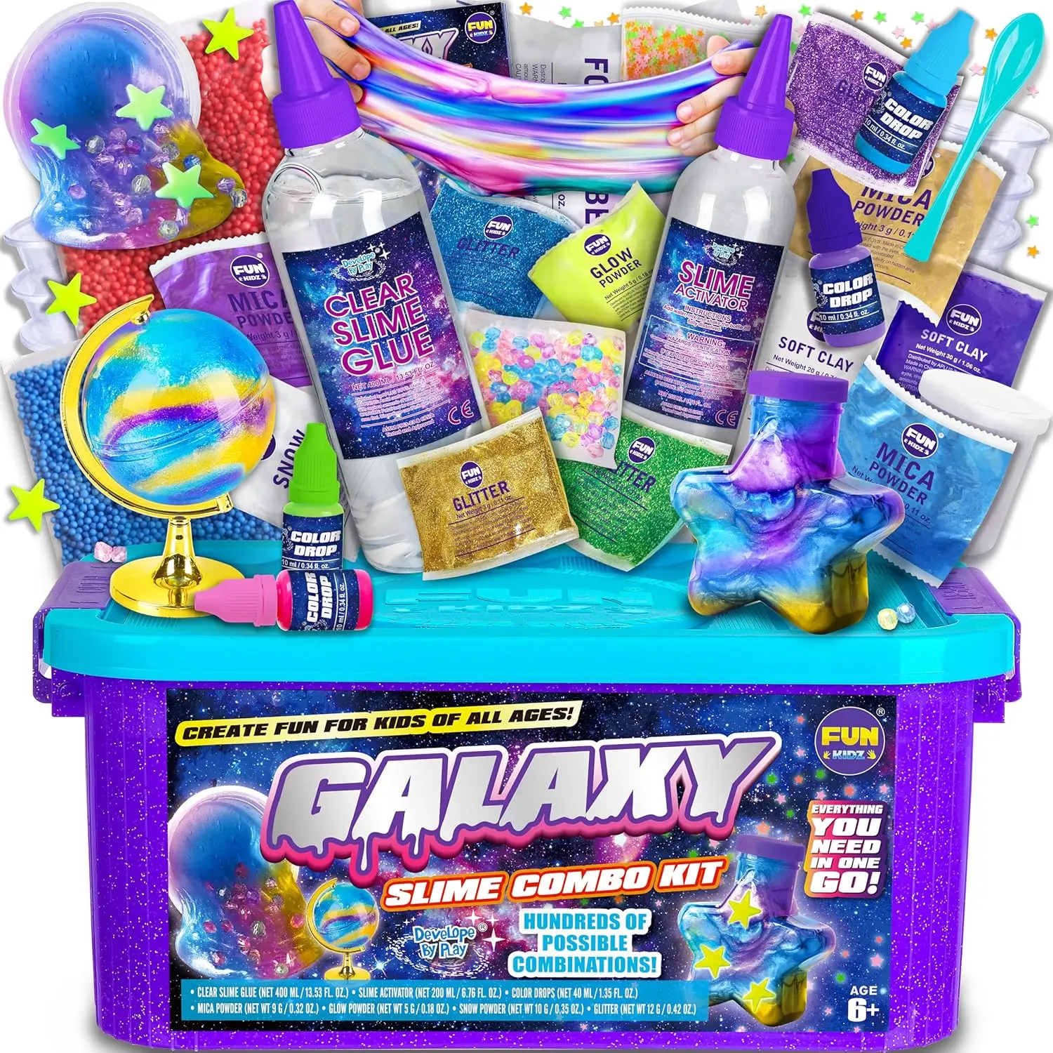 Galaxy Slime Kit for Kids  | DIY Metallic & Glow Slime Making Set | Fun Creative Gift for Boys & Girls Ages 8–12
