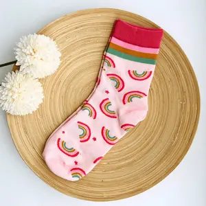 Gift-Ready Rainbow Bliss Pink Socks Comfort Womenswear