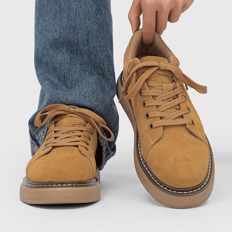 Vintage Workwear Icon: Camel Suede Platform Casual Shoes
