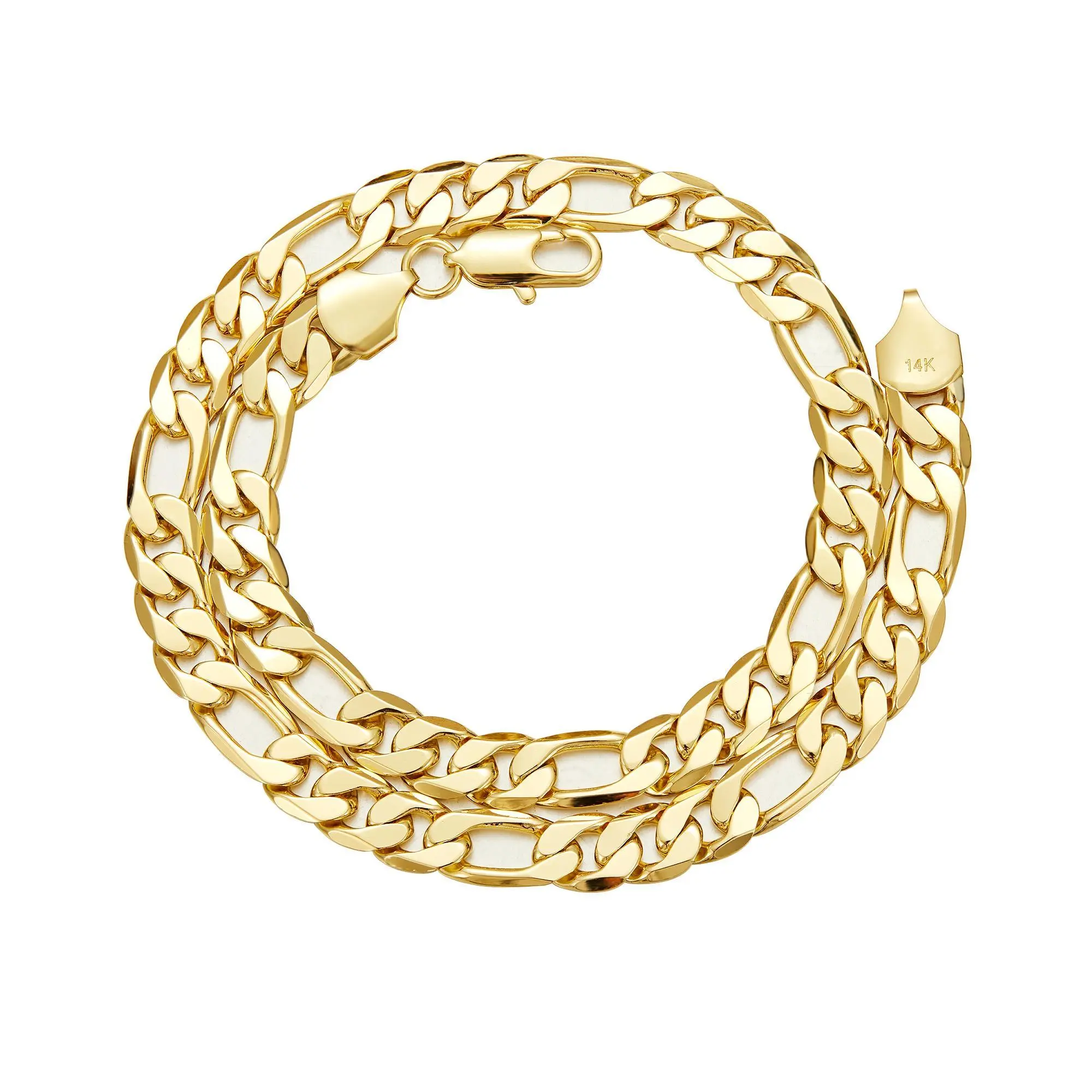 14 Vacuum-Gold Plated Long Chain & Link Necklace - Unisex Hip Hop Miami Cuban, Figaro, Monaco, Mexico, Micro Promise Styles, Fashionable Costume Jewelry, Valentine Gifts for Partners, TikTokshopspringglowup Accessory