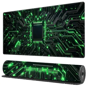 BHJLAXR Green Circuit Board Pattern Mouse Pad, 1 Count Non-Slip Large Desk Protector Pad Mat, Mousepad for Computer Keyboard and Mouse