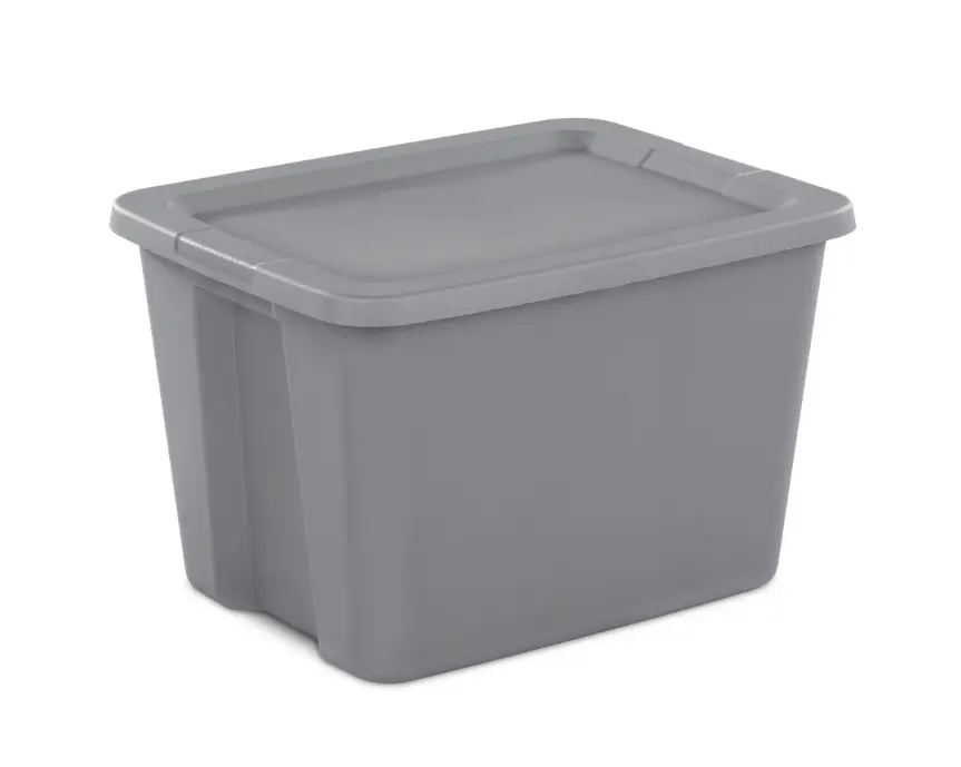Gray 18-Gallon Storage Bin - Large Plastic Home Organizer Container with Snap-On Lid