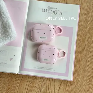 Cute Chic Pink Green Blue Yellow Polka Dots Macarons Solid Color Protective Earphone Case Cover Accessories for AirPods 1 2 3 4 Pro 2 Pro 3