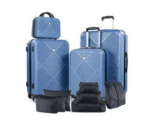 11 Piece Hardshell Luggage Set, 20/24/28 Inch Carry On Spinner Suitcase with Packing Cubes Toiletry Bag, Lightweight Durable Travel Suitcase Smooth Rolling Wheels,Blue