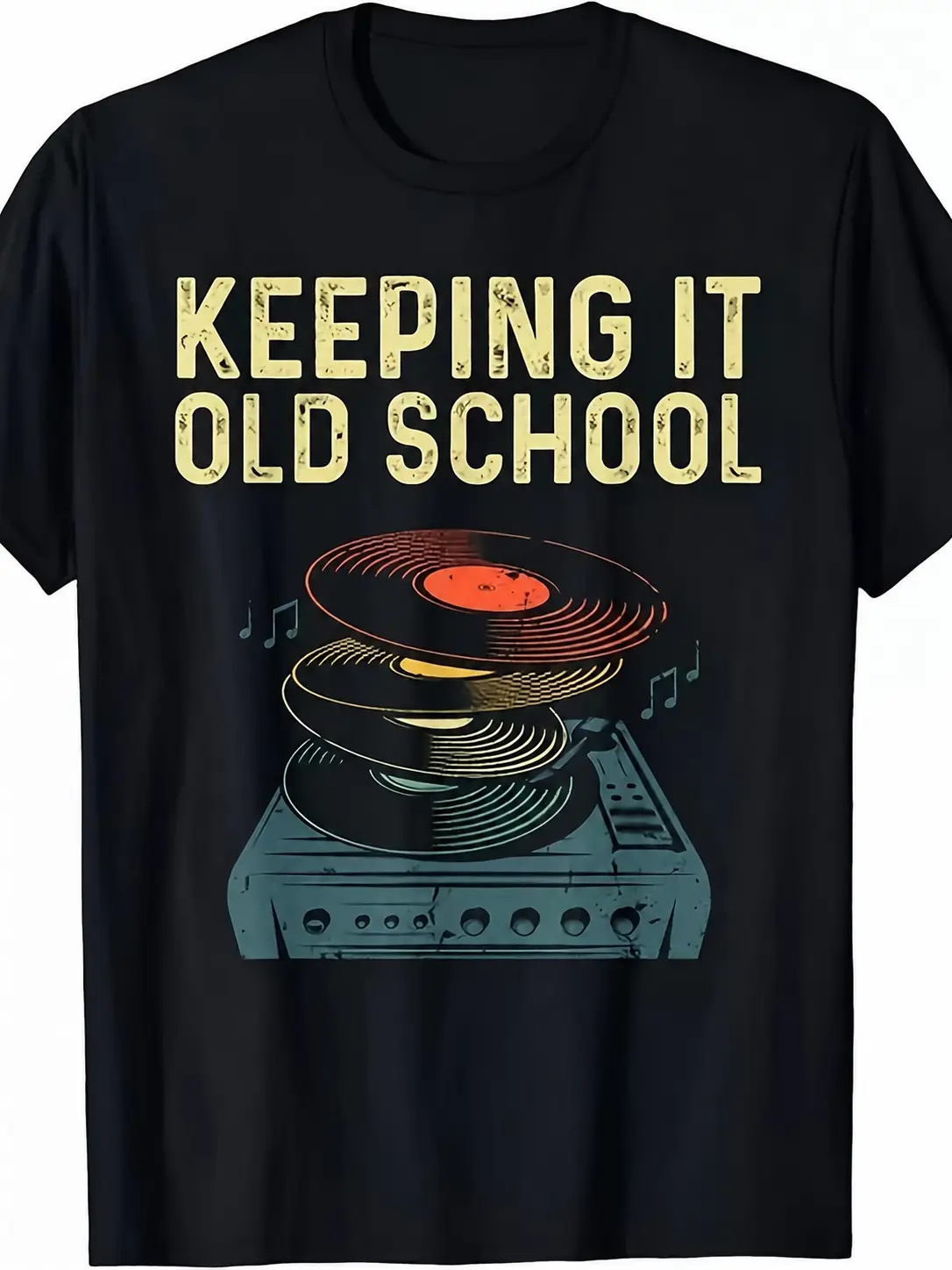 Men's Retro Vinyl Record Graphic T-Shirt - Music Lover DJ Vintage Tee