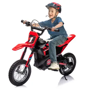 24V Kids Electric Dirt Bike, 250W Powerful Teen Motorcycle with Twist Grip Throttle & 13.6MPH High Speed, Metal Suspension, Pneumatic Air Tires & Leather Seat, Ride-On Toy for Ages 8-12 Years Old