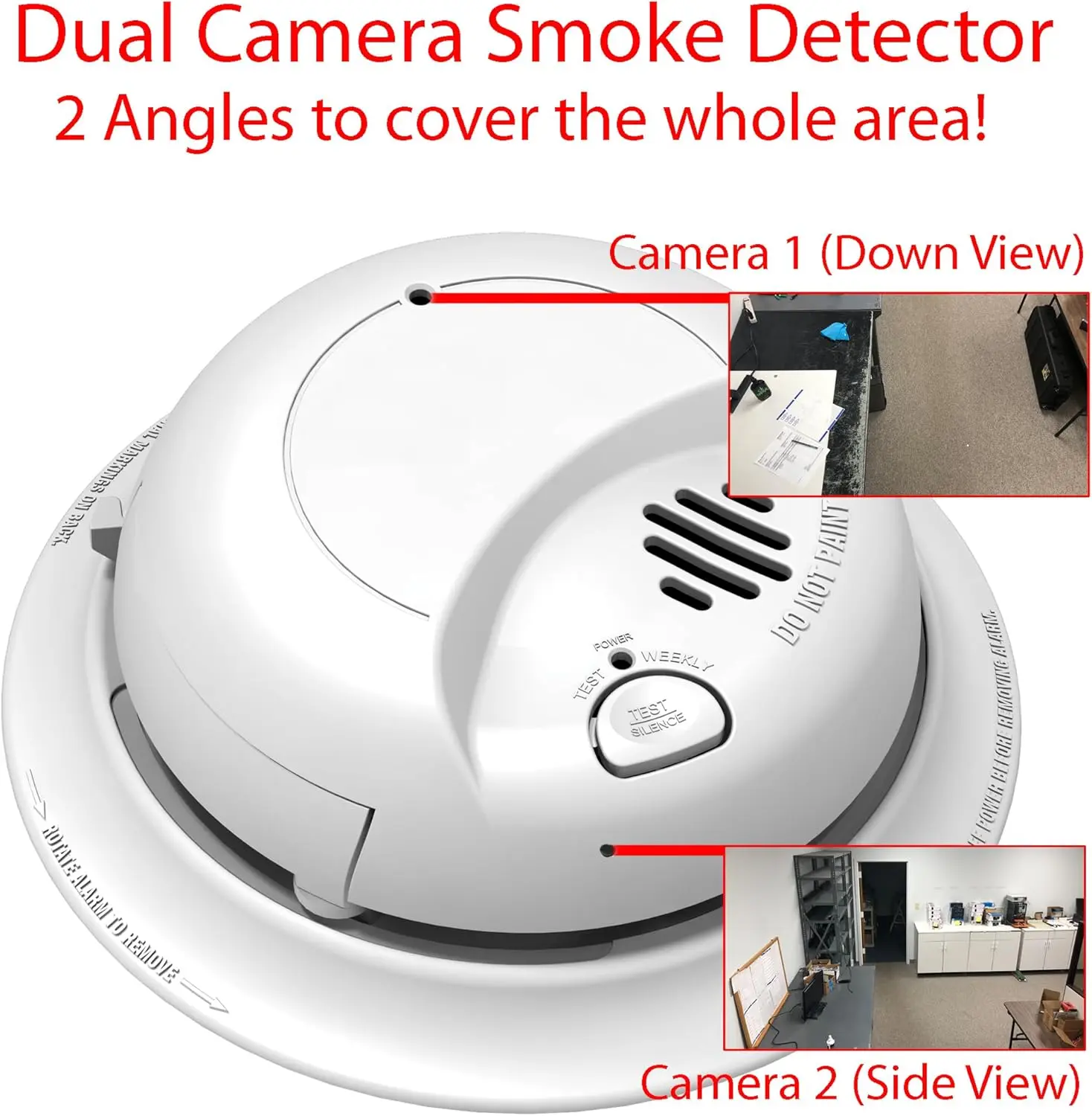 Hardwired Hidden Smoke Detector Security Camera - Dual 4K Cameras, Audio Recording, WiFi Remote View, Smartphone App Monitor, Phone Surveillance, Live Stream Capability