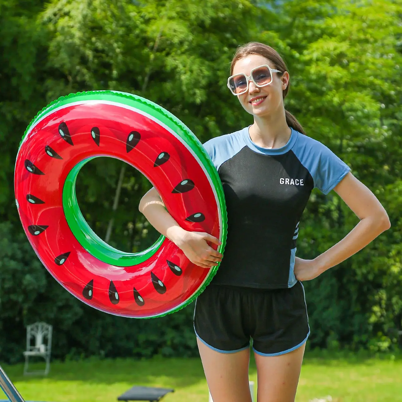 Watermelon Shape Swimming Ring, PVC Inflatable Float, Perfect for Outdoor Sports Beach Pool Parties Summer Fruit Design, Inflatable Circle, Inflatable Floater