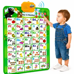 Talking Alphabet Poster for Toddlers, Interactive ABC & 123 Learning Chart with Music Songs, Letter Sounds, Word Spelling & Memory Game, Preschool Educational Wall Toy
