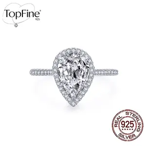 925 Sterling Silver 3.1-3.3g Elegant Bling White Big Water Drop Zirconia Pave Setting Engagement Wedding Bands Rings For Bridal Fashion Finger Jewelry Party Accessories Engagement Ring