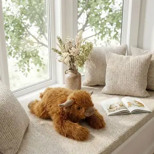 65cm Weighted Long Arm Highland Cow Plush Realistic Simulation Soft PP Cotton Stuffed Animal Fluffy Toy Birthday Gift