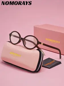 1 Pair NOMORAYS Unisex Full Frame Oval Frame Plano Glasses Clean frames outlining a professional profile Trendy Casual Frames