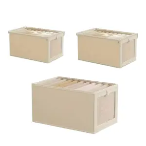 Medium Large Extra Large Stackable Closet Storage Box with Clear Lid, Odorless Thick Oxford Cloth Foldable Storage Organizer Bin with See Through Window, Dustproof Container for Clothing, Linens, Toys, Books & Household Bedroom Storage
