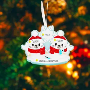 Personalized Seal Couple Ornament | Custom Names and Year | Romantic Holiday Keepsake | 3D Raised Details