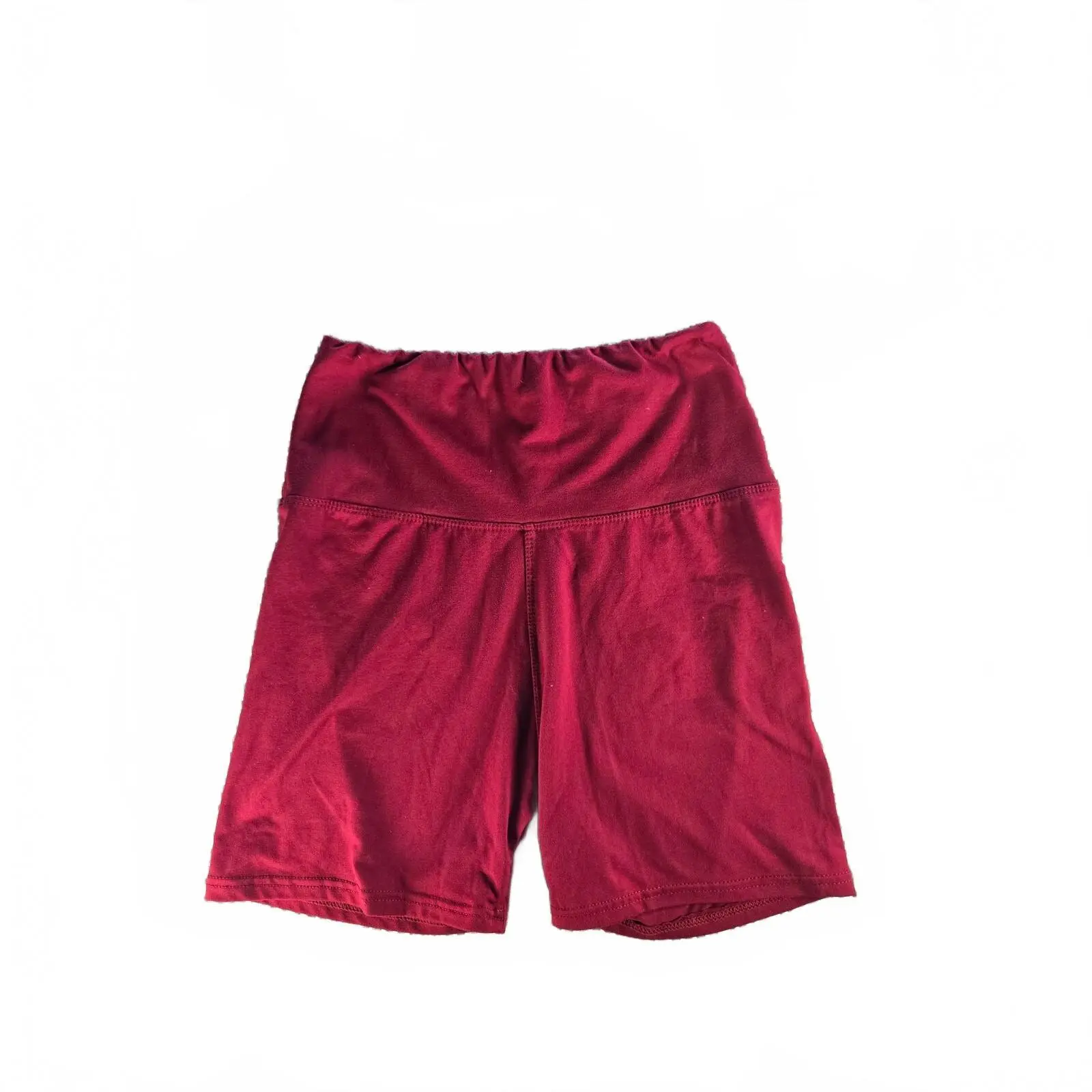 Unbranded Women's High-Rise Maroon Yoga Shorts, Size Small/Medium, Polyester