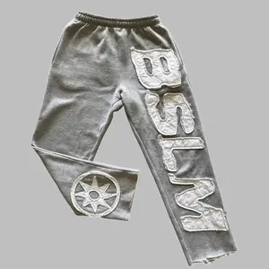 2025 Men's Autumn Winter New Sweatshirt Personality  Style High  Hip Hop Letter Embroidery Fashion Casual Pants Unisex Menswear Trouser Grey Sweatpant Activewear Athletic Sport Sportswear Summer street