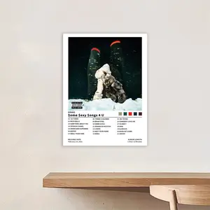 Drake-$ome $exy $ongs 4 U-Music Album Cover Canvas Wall Poster, R&B Pop Music Album Decoration, with Track List, Suitable for Bedrooms, Offices, Living Rooms, Coffee Shops, Bars, Dormitories, Music Lovers, Frameless