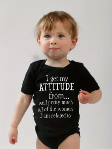 Unisex Newborn Short-Sleeve Slogan Bodysuit - Sibling-Themed Lettered Outfit, Ideal Gift for Sisters, Suitable for Outdoor Wear