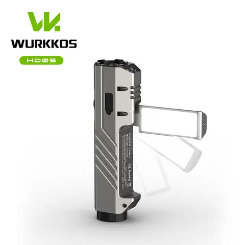 Wurkkos HD05 Flat EDC Tactical Flashlight - 3100 Lumens High Lumen Brightness, 4-in-1 Rotatable Side Light, Red/UV Beam, Type-C USB Port Rechargeable Flashlight, Magnetic Tailcap, IPX6 Waterproof, Aluminum Alloy, Lithium Ion Battery for Mechanics, Camping