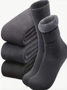 Men's Warm Winter Socks (EU Size 43-46), Fleece-lined Socks for Outdoor Hiking and Skiing, Reinforced Toe and Heel, Suitable for Snow & Extreme Weather