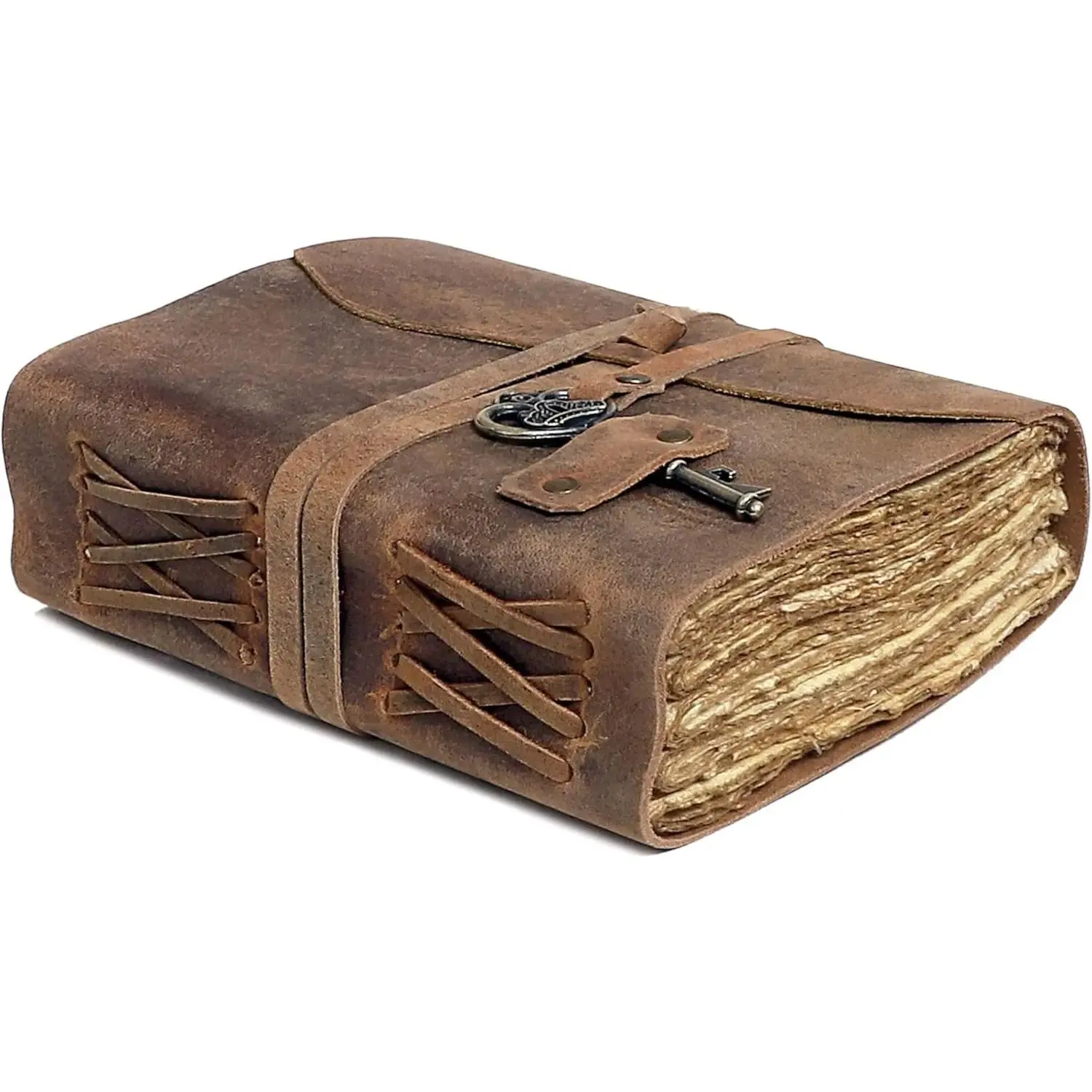 Vintage Leather Journal - Antique Handmade Leather Bound journal with deckle edge paper for Men And Women Diary -Drawing Journal Notebook - Great Gift