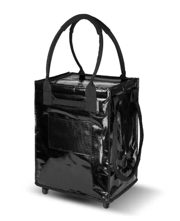 CleverMade 62L Collapsible Rolling Tote Cart, Black