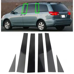 For Toyota Sienna 2002-2009, 6PCS Gloss Black Column B C Pillar Posts Door Window Trim Cover