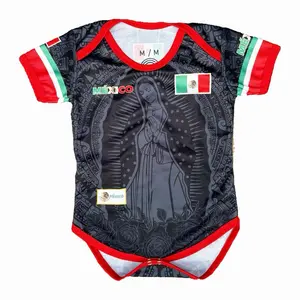 M/M México Soccer Jersey For Baby Black Color with Team Logo National Flag Design Comfortable Short Sleeves Soft 100% Polyester
