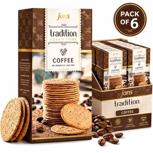 Jans Tradition Baked Crackers Cookie Thins Coffee Flavor 4.2 oz, Coffee Cookies 6-Pack