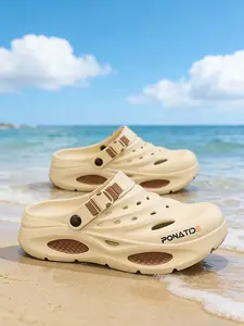 Men's Casual Platform Clogs, Adjustable Strap Slipper Straps Breathable Non-Slip Slippers for Beach, Pool, and Daily Outdoor Use