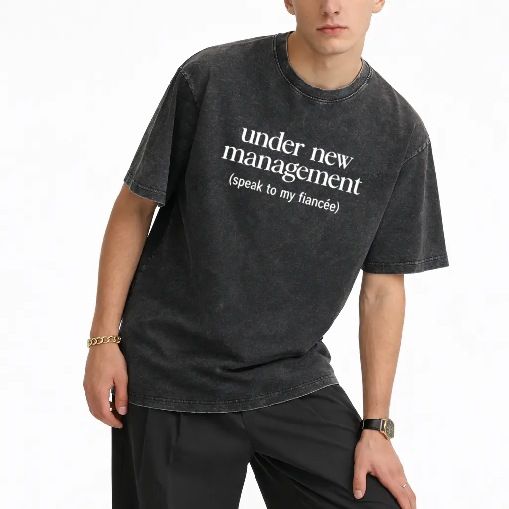 Under New Management Funny Graphic T-Shirt Unisex Oversized Crew Neck Short Sleeve Casual Couple Engagement Gift Tee