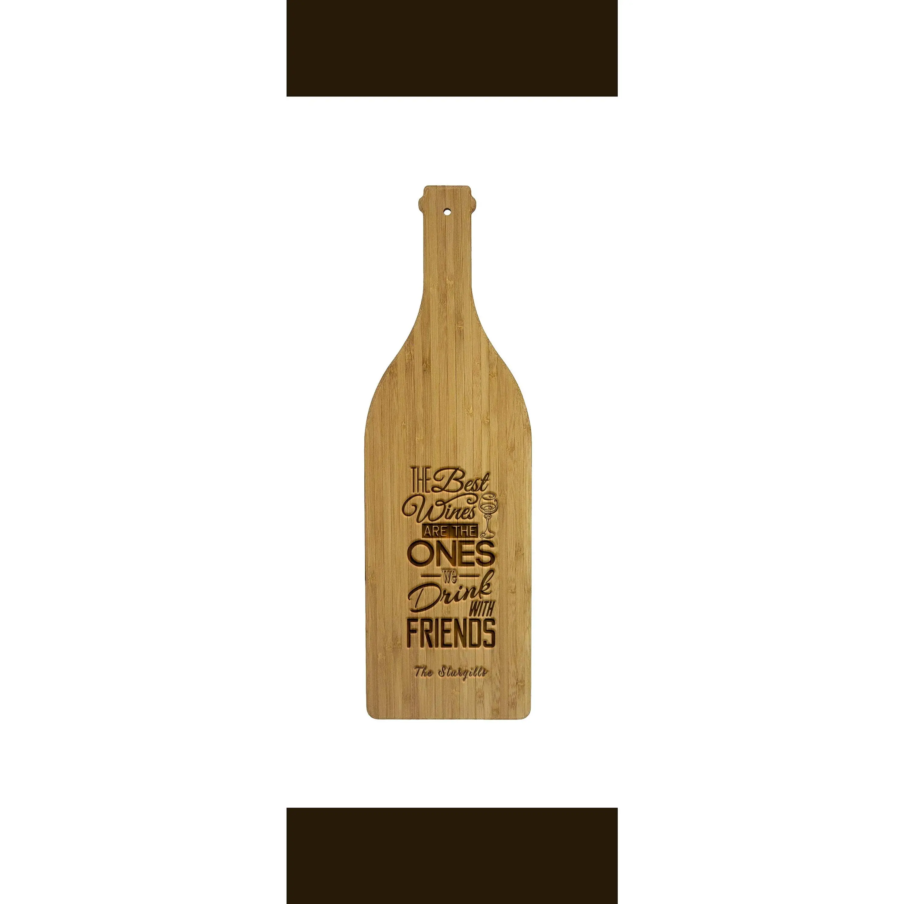 The Best Wines are the Ones We Drink with Friends Bamboo Cutting Board, Custom Monogram Board Gift, Personalized Engraved Board