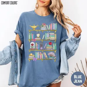 Comfort Colors Library Shirt - Enchanted Book Lover Tee, Princess Belle Reading Aesthetic Top, Tale As Old As Time Bookworm Shirt -Ahri Clothing