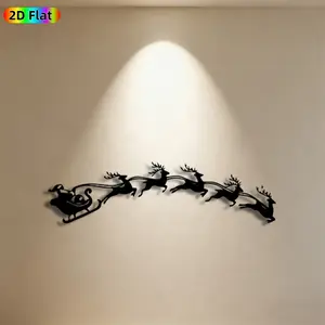 1pc Santa Reindeer Sleigh Metal Wall Art, Magical Santa Reindeer Statue Mural, Ideal Gift for Christmas, New Year, Holiday Decor Enthusiasts,  Metal Wall Decor Wall Sculptures, Perfect for Living Room Wall & Garden Fence, Festive Seasonal Wall Ornament