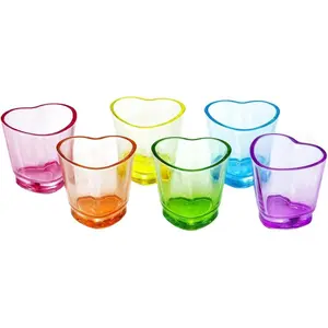 12/24 Pack Colorful Shot Glasses, 1.5 oz Heavy Base Shot Glasses Set, Heart Shaped Shot Glasses Set, Tequila Cups Small Glass, Shot Glasses for Whiskey, Vodka, Spirits & Liquors, Mother's Day Decor