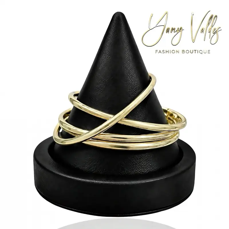 Gold Tone Semanario Bangles | 60mm Hinged Bracelets | Choose 1–7 Pieces