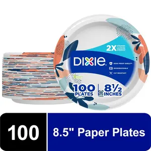 100 Count Everyday Disposable Paper Plates, 8.5", Multi-Color 2X Stronger, For Breakfast, Lunch, & Dinner Meals