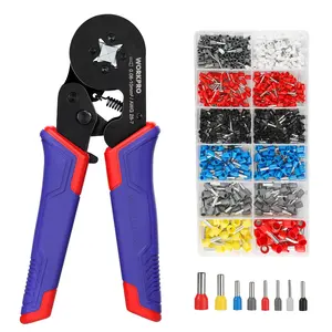 #SpringGlowUp WORKPRO Ferrule Crimping Tool Kit, AWG 28-7 Self-adjustable Ratchet Wire Crimping Tool, Crimper Plier Set with 800 COUNTS Wire Terminals Crimping Connectors Wire End Ferrules
