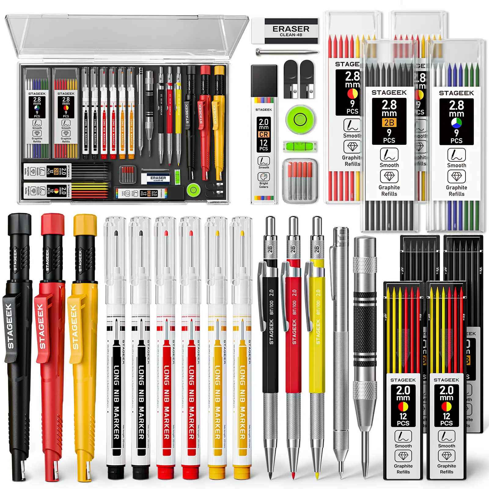 STAGEEK 36 Pack Carpenter Pencils Set With 102 Refills