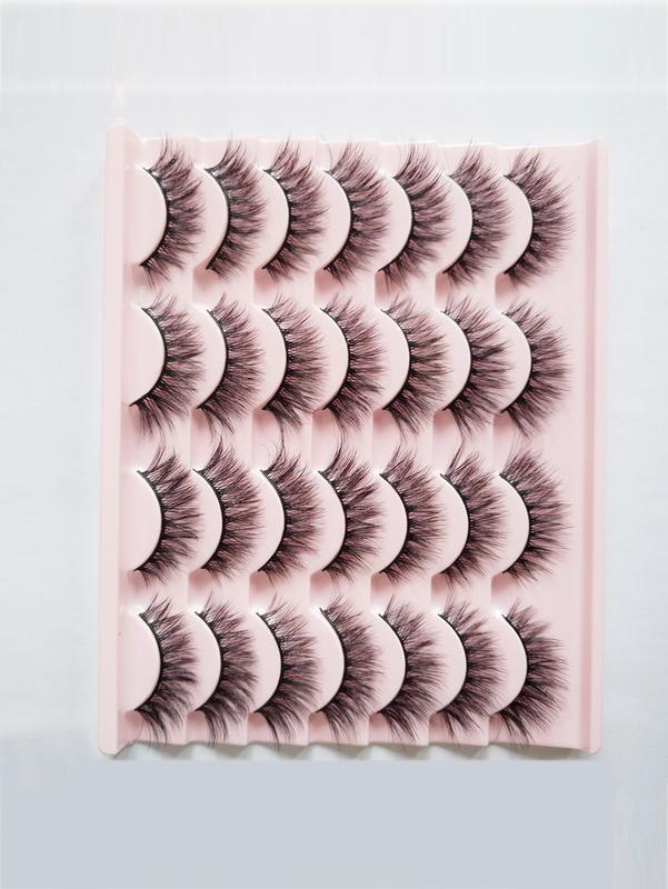 14 Pairs Faux Mink Strip Eyelashes Natural Look Short Cat Eye Fluffy Thin False Eyelashes Set For Daily Makeup F7 6-15mm Cosmetic